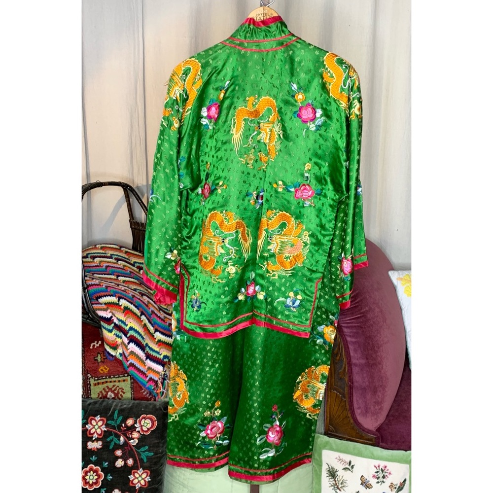 50s China Silk Embroidered Pajamas - Picture 2 of 16